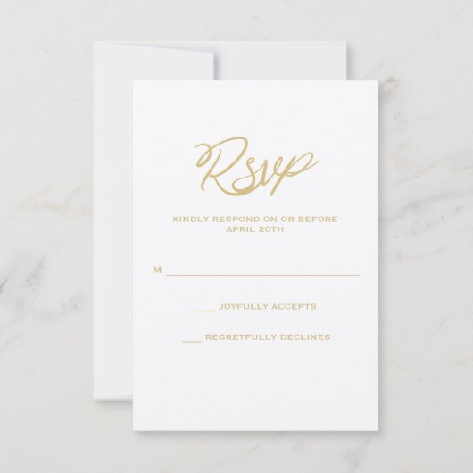 Gold Wir machen Script Wedding RSVP Card Karte (Vorderseite)