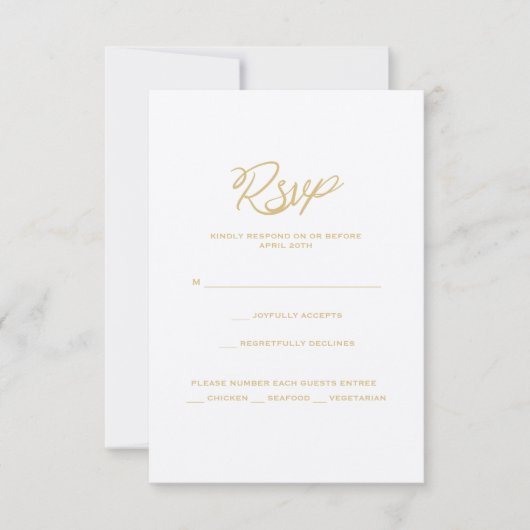 Gold Wir machen Skript Hochzeitsmenü RSVP-Karte RSVP Karte (Vorderseite)