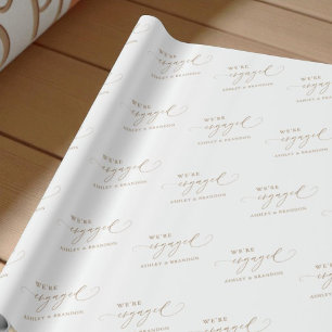 Gold Wir sind verlobt Elegante Verlobungsfeier Geschenkpapier