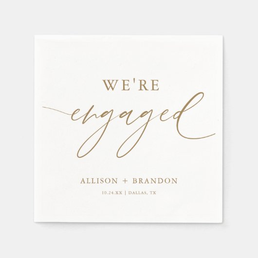 Gold Wir sind Verlobte Engagement Party Napkins Serviette (Vorderseite)