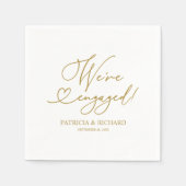Gold Wir sind Verlobte Engagement Party Napkins Serviette (Vorderseite)