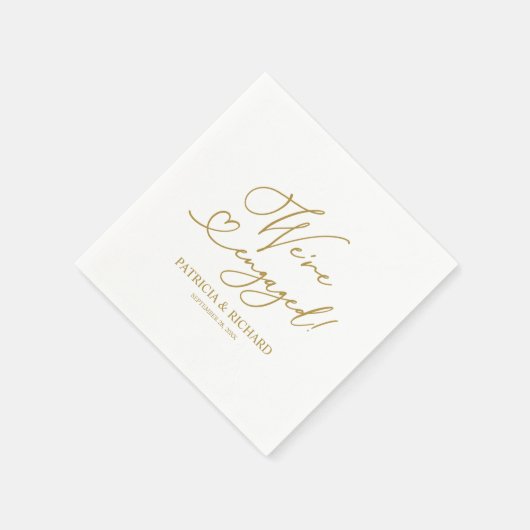 Gold Wir sind Verlobte Engagement Party Napkins Serviette (Ecke)