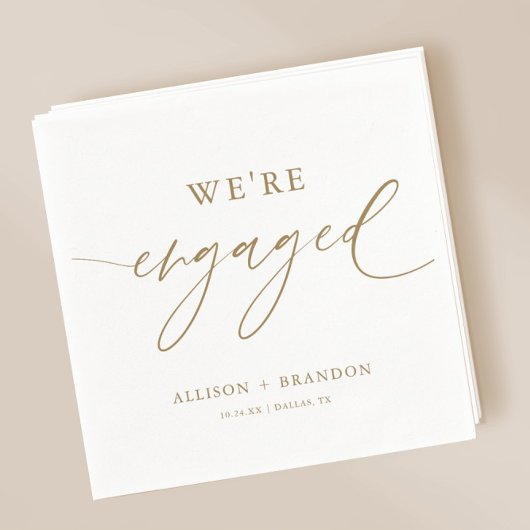 Gold Wir sind Verlobte Engagement Party Napkins Serviette