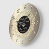 Gold Wirbel Champagne 50. Hochzeitstag Große Wanduhr (Winkel)