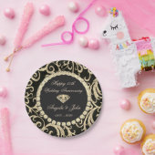 Gold Wirbel Diamonds 50th Wedding Anniversar Pappteller (Party)