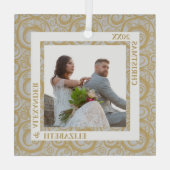 Gold Wirbel Foto Grau Ornament Aus Glas (Rückseite)