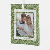 Gold Wirbel Foto Green Ornament Aus Glas (Vorderseite links)