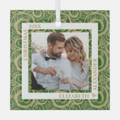 Gold Wirbel Foto Green Ornament Aus Glas (Vorderseite)