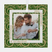 Gold Wirbel Foto Green Ornament Aus Glas (Rückseite)