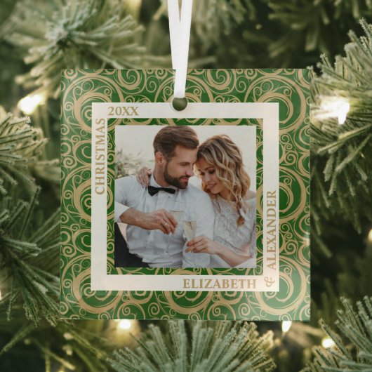 Gold Wirbel Foto Green Ornament Aus Glas (Insitu)