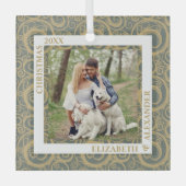 Gold Wirbel Foto Ornament Aus Glas (Vorderseite)