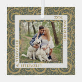 Gold Wirbel Foto Ornament Aus Glas (Rückseite)