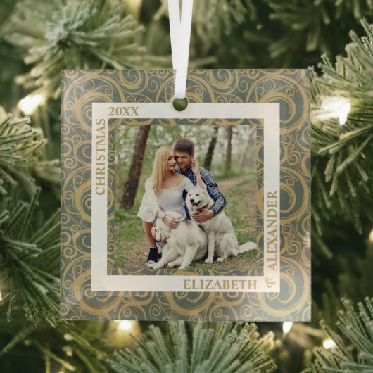 Gold Wirbel Foto Ornament Aus Glas (Insitu)