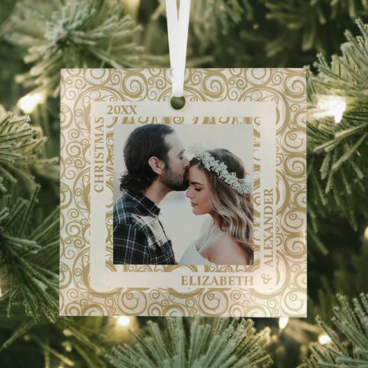 Gold Wirbel Foto Ornament Aus Glas (Insitu)