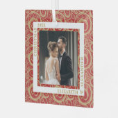 Gold Wirbel Foto Red Ornament Aus Glas (Vorderseite links)