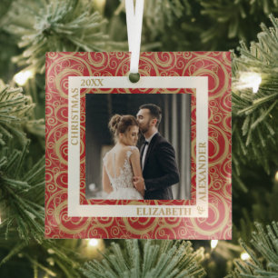 Gold Wirbel Foto Red Ornament Aus Glas