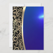 Gold Wirbel Glas, High Heels, Blue Retirement Einladung (Rückseite)