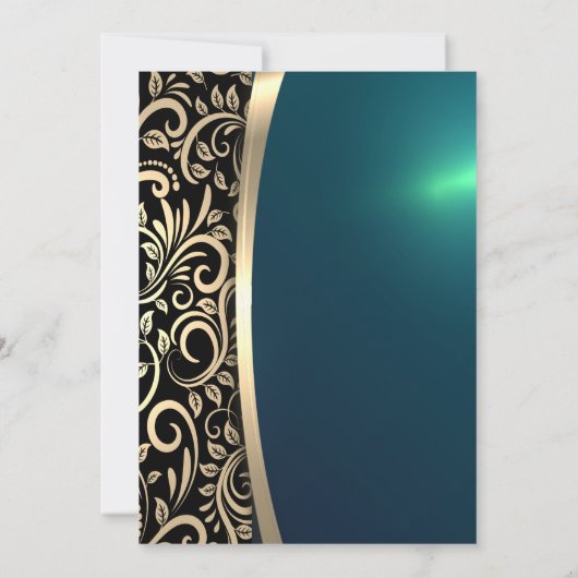 Gold-Wirbel Glas, hohe Absätze, grüne Pensionierun Einladung (Rückseite)