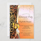 Gold-Wirbel Glas, hohe Absätze, Party für die Alte Einladung (Vorderseite)