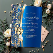 Gold-Wirbel Glass, High Heels Blue Retirement Einladung