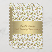 Gold Wirbel Gold 50. Hochzeitliches Party Einladung (Vorne/Hinten)
