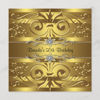 Gold Wirbel Gold Geburtstagsparty Einladung