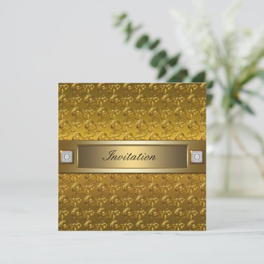Gold Wirbel Gold Jeden Anlaß Party Template Einladung (Stehend Vorderseite)