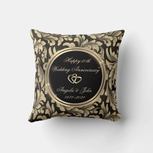 Gold Wirbel Gold Rings Jubiläum Kissen (Rückseite)