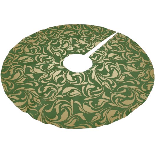 Gold Wirbel Polyester Weihnachtsbaumdecke (Schrägansicht)