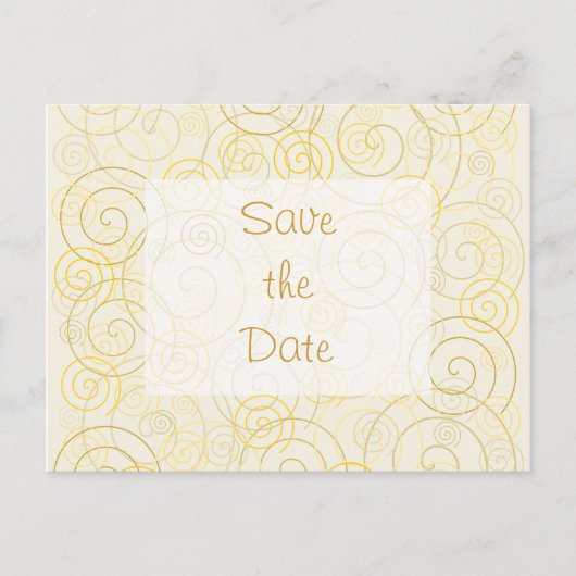 Gold Wirbel Save the Date Postkarte (Vorderseite)