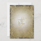 Gold-Wirbel und Blätter auf Burnt-Gold-Metallic-Pa Einladung (Rückseite)