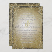 Gold-Wirbel und Blätter auf Burnt-Gold-Metallic-Pa Einladung (Vorne/Hinten)