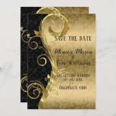 Gold-Wirbel und Damaskus Save The Date (Vorne/Hinten)