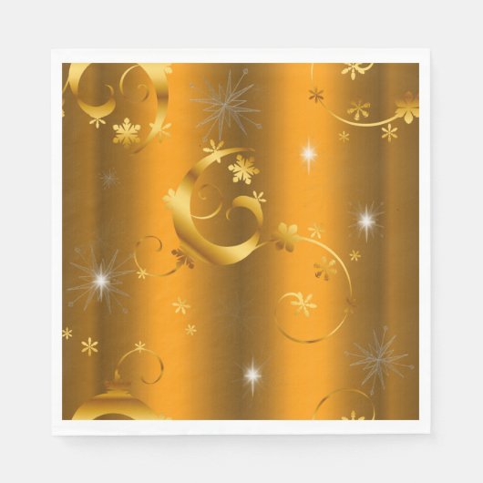 Gold Wirbel und Stars Luxuriöse Weihnachten Serviette (Vorderseite)