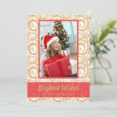 Gold Wirbel Weihnachtsfeiertag Foto Karte (Stehend Vorderseite)