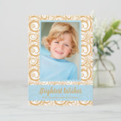 Gold Wirbel Weihnachtsfeiertag Foto Karte (Stehend Vorderseite)