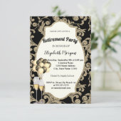 Gold-Wirbel Wine Glas , Ballons, Party für die Alt Einladung (Stehend Vorderseite)