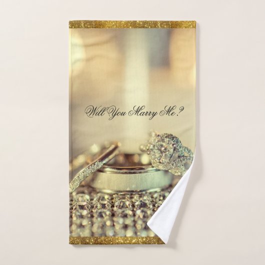 Gold wird Sie heiraten Me Glitzer Vorschlag Skript Badhandtuch Set (Handtuch)