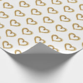 Gold Wired Hearts auf Weiß Geschenkpapier (Ecke)