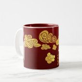 Gold Wolken Dragon Papier geschnitten Chinesisch N Zweifarbige Tasse (Vorderseite Links)