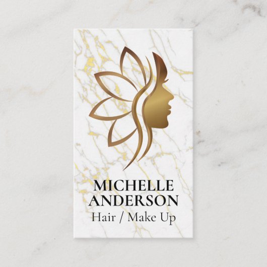 Gold Woman Beauty Salon Logo Visitenkarte (Vorderseite)