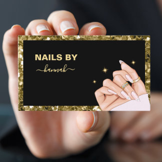 Gold Woman Hand Nail Salon Business Card Visitenkarte