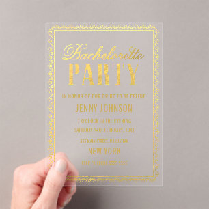 Gold Womens Bachelorette Abend Party Einladung