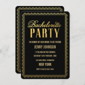 Gold Womens Bachelorette Abend Party Einladung (Vorne/Hinten)