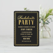 Gold Womens Bachelorette Abend Party Einladung (Stehend Vorderseite)