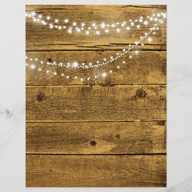 Gold Wood Grain & String Lights Scrapbook Paper (Vorderseite)