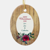 Gold Wood Rote Rose Frame Foto Template Urlaub Keramik Ornament (Hinten)