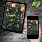 Gold Woodland Spanish Feliz Navidad Weihnachtskart Einladung