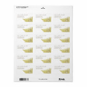 Gold Woodland Wedding Fern Adressaufkleber (Vorne)