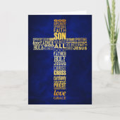 Gold Word Cross Christlich Oster Karte (Vorderseite)